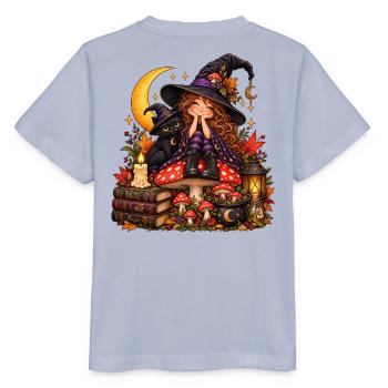 Niedliche Hexe mit schwarzer Katze - Stanley/Stella Kinder T-Shirt MINI CREATOR  - Lavendel-Violett - Hinten - Braiden (125cm)