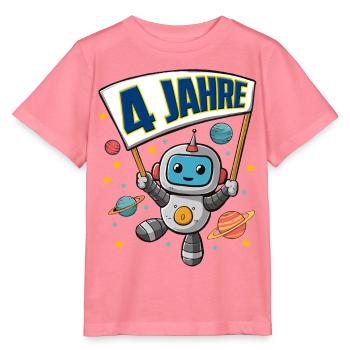 4. Geburtstag kleiner Raumfahrer Astronaut 4 Jahre - Stanley/Stella Kinder T-Shirt MINI CREATOR  - Pink  - Vorne