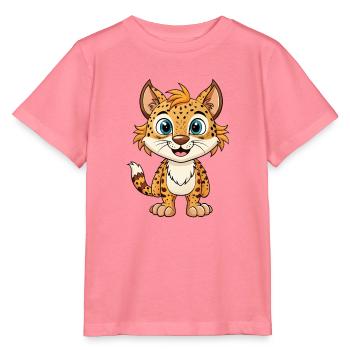 Wild cat Cute Cartoon Character Kawaii Clipart - Stanley/Stella MINI CREATOR Kids’ T-Shirt - pink joy  - Front