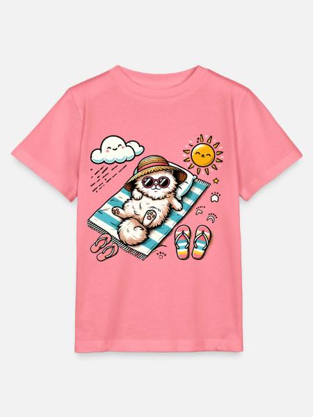 Strandkatze Relaxing Sonne - Stanley/Stella Kinder T-Shirt MINI CREATOR - Pink