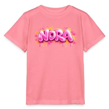 NORA GRAFFITI NAME FOR PERFECT GIFT PRINTABLE on c - T-shirt bio MINI CREATOR Stanley/Stella Enfant - rose  - Devant