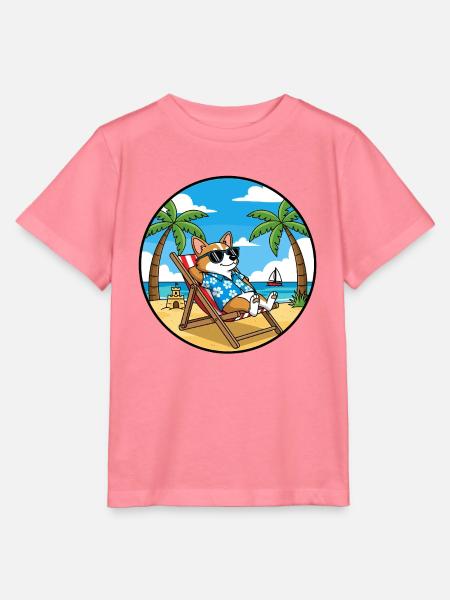 Coole Corgi-Strandferien-Sommerstimmung - Stanley/Stella Kinder T-Shirt MINI CREATOR  - Pink 