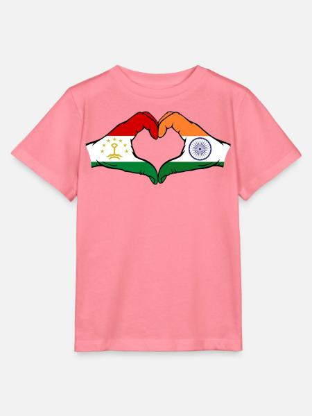 Tadschikistan_Indien_Flagge_Hände_Herzform - Stanley/Stella Kinder T-Shirt MINI CREATOR - Pink