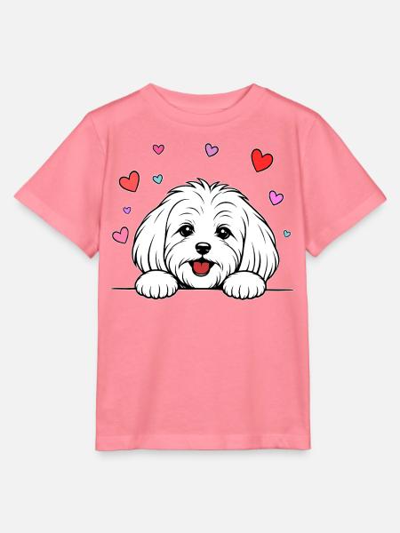 Malteser_Hund_mit_Pfoten_Herz_weiss - Stanley/Stella Kinder T-Shirt MINI CREATOR  - Pink 