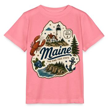 Maine Pine Tree State Vintage Küstenaufkleber - Stanley/Stella Kinder T-Shirt MINI CREATOR  - Pink  - Vorne