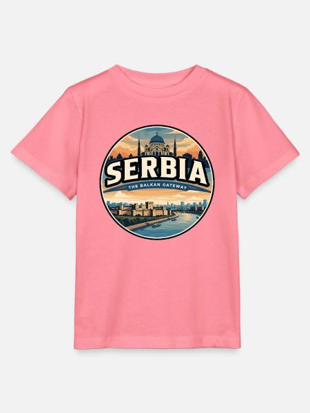 Retro-Serbien Belgrader Festungsabzeichen - Stanley/Stella Kinder T-Shirt MINI CREATOR - Pink
