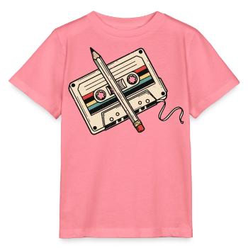Vintage-Retro-Bleistift und farbiges Bandkassette - Stanley/Stella Kinder T-Shirt MINI CREATOR  - Pink  - Vorne