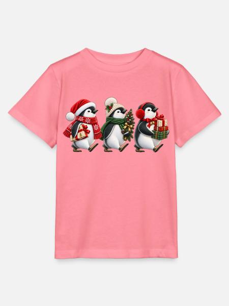 Süße Weihnachtspinguine mit Geschenken - Stanley/Stella Kinder T-Shirt MINI CREATOR  - Pink 