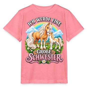 Süße Pferde Ich werde große Schwester Nachwuchs  - Stanley/Stella Kinder T-Shirt MINI CREATOR  - Pink  - Vorne