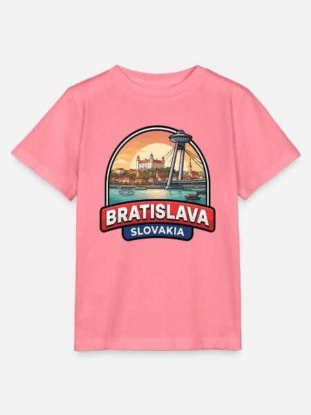 Bratislava-Slowakei Reiseabzeichen UFO-Brückengeschenk - Stanley/Stella Kinder T-Shirt MINI CREATOR - Pink