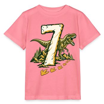 Dinosaurier-Shirt zum 7. Geburtstag für Kinder - Stanley/Stella Kinder T-Shirt MINI CREATOR  - Pink  - Vorne