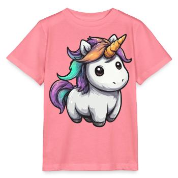 Pastell Unicorn mit Regenbogenmähne - Stanley/Stella Kinder T-Shirt MINI CREATOR  - Pink  - Vorne