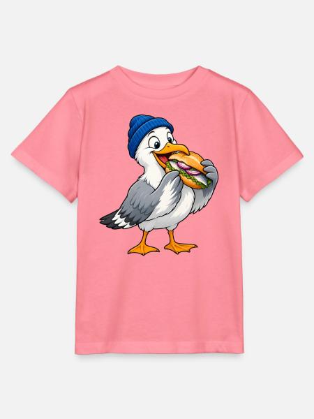 Möwe mit Beanie & Fischbrötchen – Küste - Stanley/Stella Kinder T-Shirt MINI CREATOR - Pink