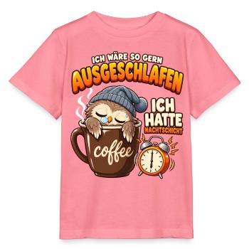 Nachtschicht: Müde Eule mit Kaffee - Stanley/Stella Kinder T-Shirt MINI CREATOR  - Pink  - Vorne