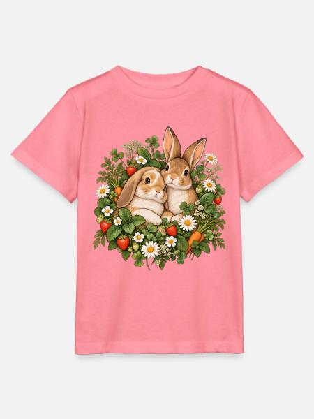 Frühlingskaninchen im Blütenkranz - Stanley/Stella Kinder T-Shirt MINI CREATOR  - Pink 