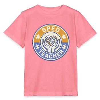Vintage-SPED-Lehrer Infinity Heart Hands Abzeichen an - Stanley/Stella Kinder T-Shirt MINI CREATOR  - Pink  - Vorne