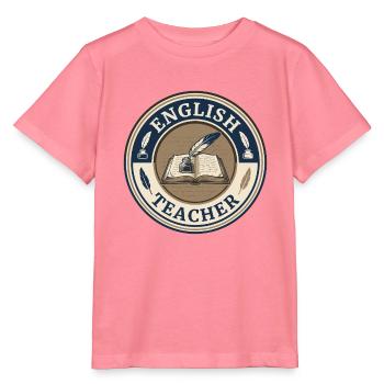 Vintage Englischlehrer-Hardcover-Buchdeckel mit Feder - Stanley/Stella Kinder T-Shirt MINI CREATOR  - Pink  - Vorne