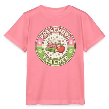Vintage Vorschullehrer-Geschichtenbücher Apple Patch - Stanley/Stella Kinder T-Shirt MINI CREATOR  - Pink  - Vorne
