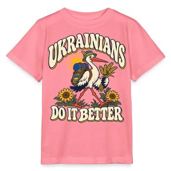 Ukrainischer Storch mit Heimatmotiv - Stanley/Stella Kinder T-Shirt MINI CREATOR  - Pink  - Vorne