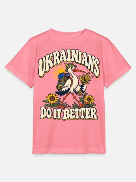 Ukrainischer Storch mit Heimatmotiv - Stanley/Stella Kinder T-Shirt MINI CREATOR - Pink