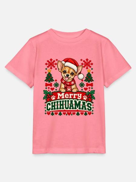 Chihuahua - Weihnachtsmotiv in Strickoptik - Stanley/Stella Kinder T-Shirt MINI CREATOR  - Pink 