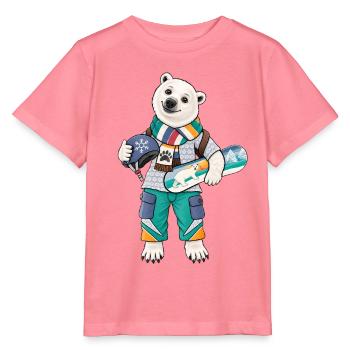 Eisbär Snowboard Fun - Stanley/Stella Kinder T-Shirt MINI CREATOR  - Pink  - Vorne