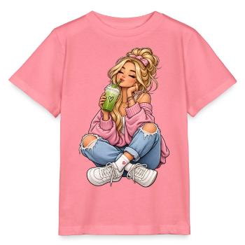 Mädchen mit Matcha Latte - Stanley/Stella Kinder T-Shirt MINI CREATOR  - Pink  - Vorne