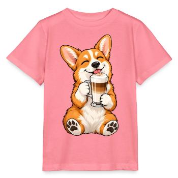 Corgi mit Latte Macchiato - Stanley/Stella Kinder T-Shirt MINI CREATOR  - Pink  - Vorne