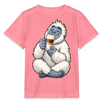 Yeti mit Latte Macchiato - Stanley/Stella Kinder T-Shirt MINI CREATOR  - Pink  - Vorne