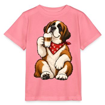 Bernhardiner mit Latte Macchiato - Stanley/Stella Kinder T-Shirt MINI CREATOR  - Pink  - Vorne