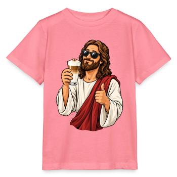 Jesus mit Latte Macchiato - Stanley/Stella Kinder T-Shirt MINI CREATOR  - Pink  - Vorne