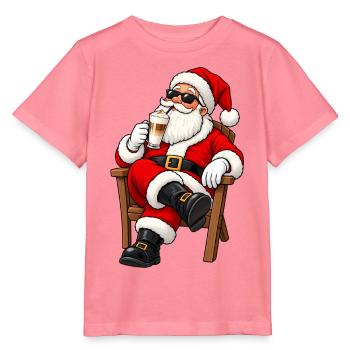 Weihnachtsmann mit Latte Macchiato – Kawaii Kaffee - Stanley/Stella Kinder T-Shirt MINI CREATOR  - Pink  - Vorne