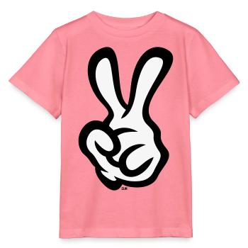 Signe de la main de la victoire (Main gauche / POS / 2C) - T-shirt bio MINI CREATOR Stanley/Stella Enfant - rose  - Devant