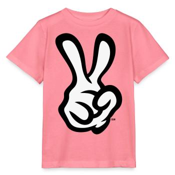 Signe de la main de la victoire (Main droite / POS / 2C) - T-shirt bio MINI CREATOR Stanley/Stella Enfant - rose  - Devant