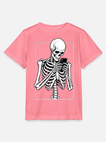 Skelett beim Doomscrolling - Stanley/Stella Kinder T-Shirt MINI CREATOR - Pink