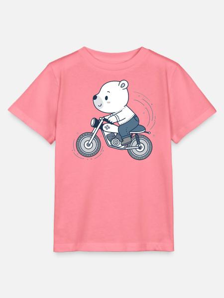 Biker Adventure Bear - Stanley/Stella Kinder T-Shirt MINI CREATOR - Pink