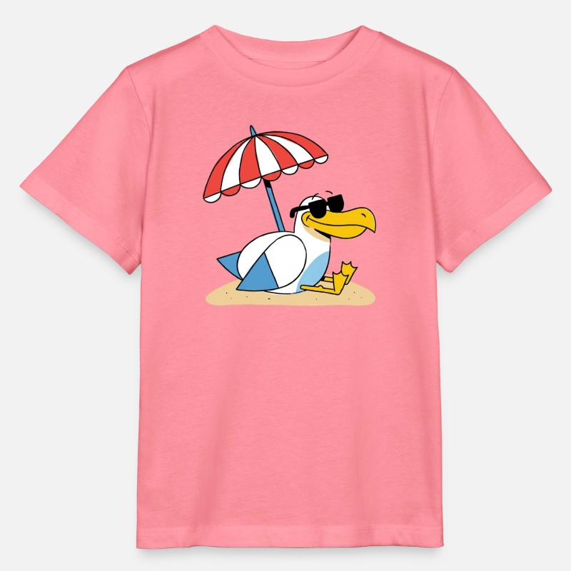 Sonniges Strand-Möwe mit Schirm - Stanley/Stella Kinder T-Shirt MINI CREATOR  - Pink 