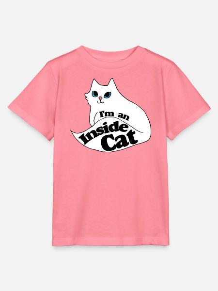 Inside Cat Cartoon Slogan Tee - Stanley/Stella Kinder T-Shirt MINI CREATOR - Pink