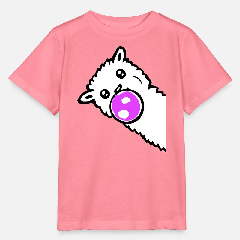 Llama Bubbles Side Edge Cool Cute Side - Stanley/Stella MINI CREATOR Kids’ T-Shirt - pink joy 