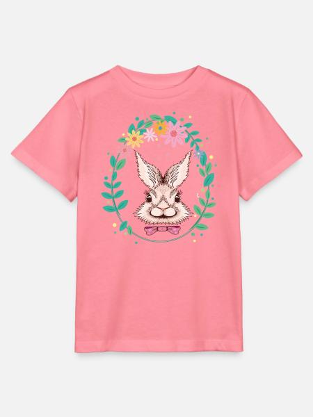 Hase im Blumenkranz - Stanley/Stella Kinder T-Shirt MINI CREATOR - Pink