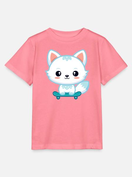 Kawaii Fox auf Skateboard - Stanley/Stella Kinder T-Shirt MINI CREATOR  - Pink 