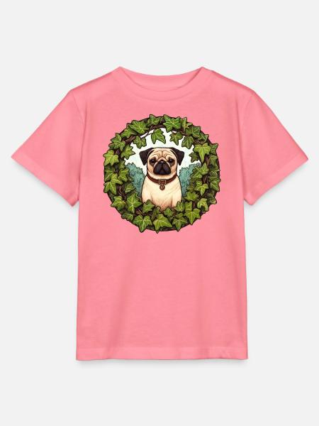 Mops im Efeukranz - Stanley/Stella Kinder T-Shirt MINI CREATOR - Pink