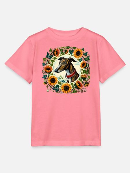 Windhund im Sonnenblumenring - Stanley/Stella Kinder T-Shirt MINI CREATOR  - Pink 