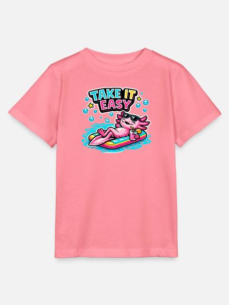Axolotl Relax am Surfbrett - Stanley/Stella Kinder T-Shirt MINI CREATOR - Pink