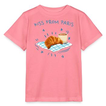 A kiss from Paris, France with Croissant - Stanley/Stella MINI CREATOR Kids’ T-Shirt - pink joy  - Front