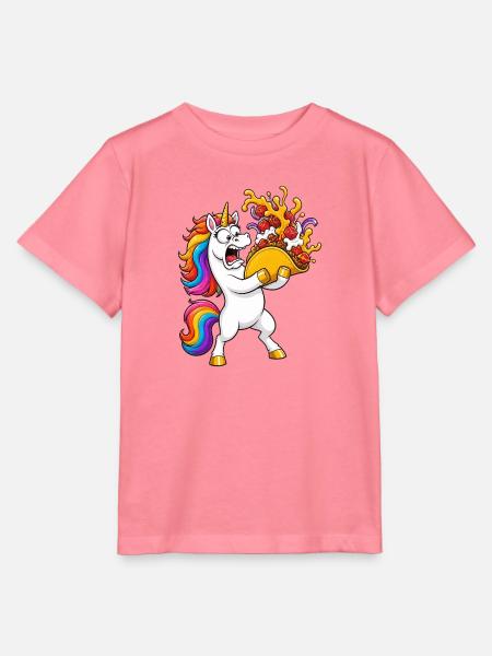 Lustige Einhorn-Taco-Katastrophe - Stanley/Stella Kinder T-Shirt MINI CREATOR  - Pink 