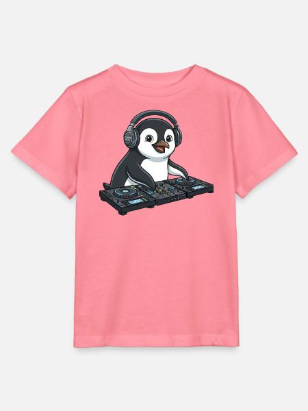 Pinguin DJ Musik Techno Party Comic - Stanley/Stella Kinder T-Shirt MINI CREATOR  - Pink 
