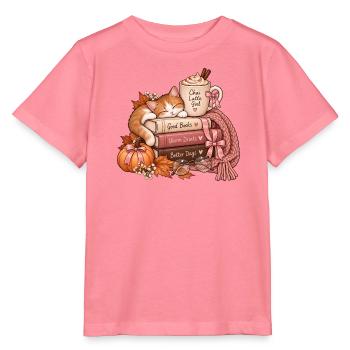 Katzenkuschelzeit: Bücher Tee Wärme - Stanley/Stella Kinder T-Shirt MINI CREATOR  - Pink  - Vorne