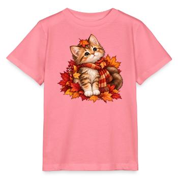Herbstkätzchen im Blättermeer - Stanley/Stella Kinder T-Shirt MINI CREATOR  - Pink  - Vorne