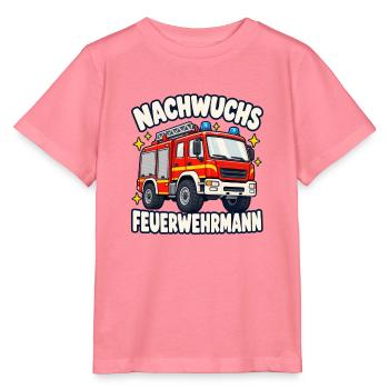 Nachwuchs Feuerwehrmann mit Feuerwehrauto - Stanley/Stella Kinder T-Shirt MINI CREATOR  - Pink  - Vorne